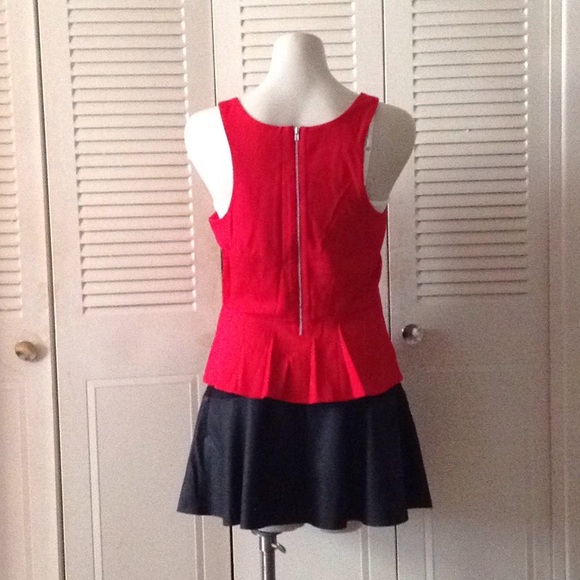 Two Piece Black Express Skirt/Red Peplum Tank Top - Picture 3 of 4